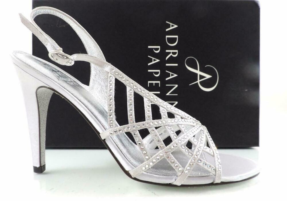 Women's Shoes Adrianna Papell Eliaza Dress Strappy Sandals Satin Silver Size 10